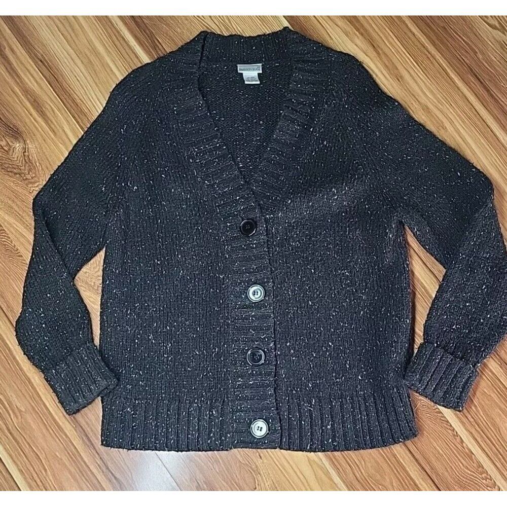 Vintage Fashion Bug Black Rainbow Flecked Cardigan Button Sweater Womens 14/16